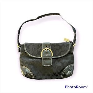 Black Coach buckle purse shoulderbag with gold hardware